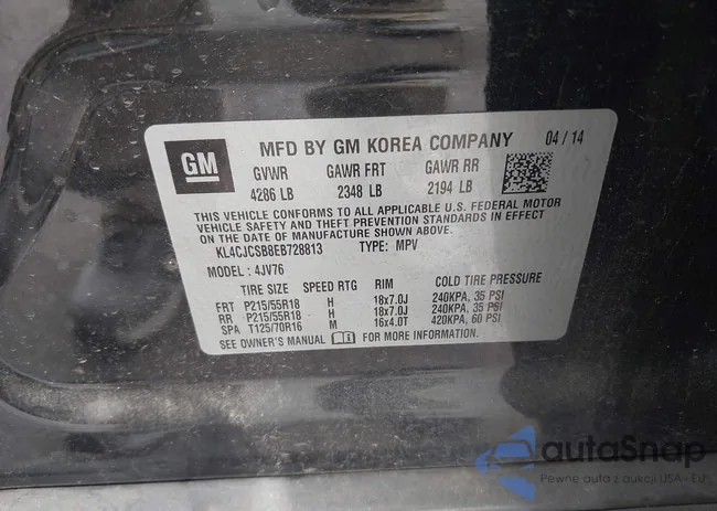 KL4CJCSB8EB728813: 43089379