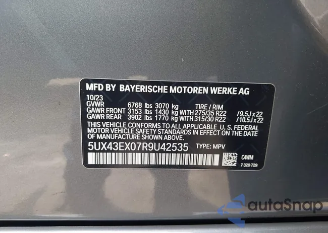 5UX43EX07R9U42535: 43089407