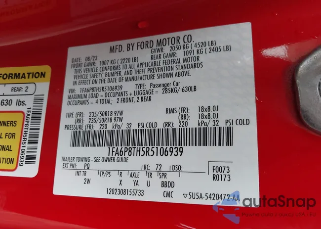 1FA6P8TH5R5106939: 43089455