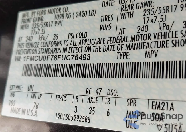 1FMCU0F78FUC76493: 43089486