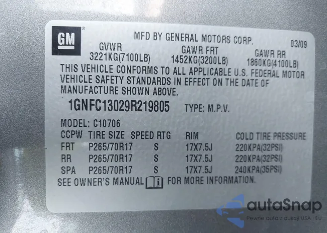 1GNFC13029R219805: 43089529