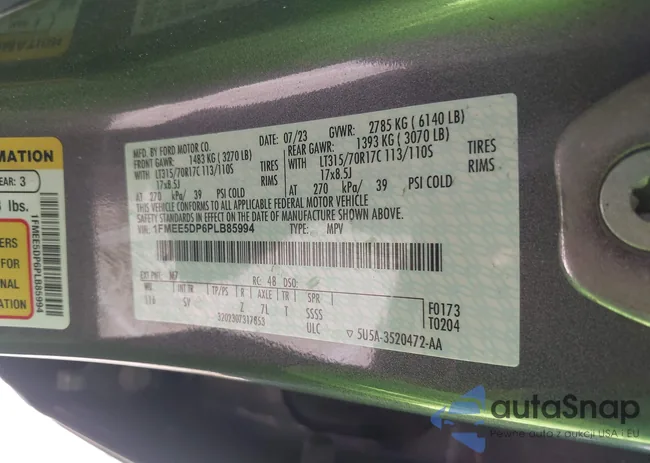 1FMEE5DP6PLB85994: 43089573