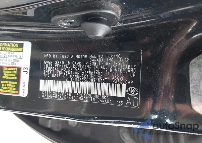 2T1BU4EE5DC981835: 43089671