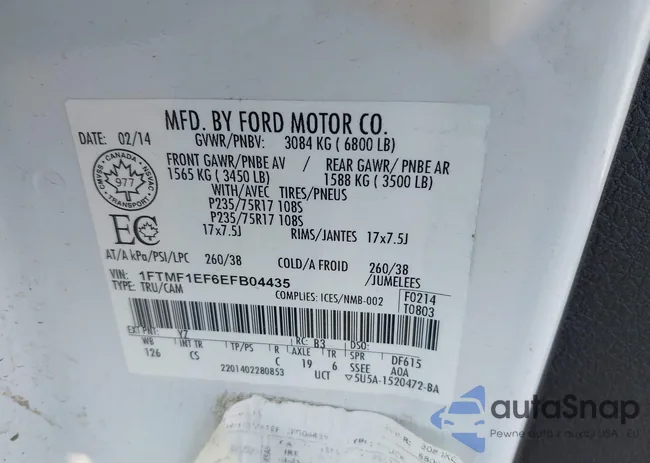 1FTMF1EF6EFB04435: 43089681