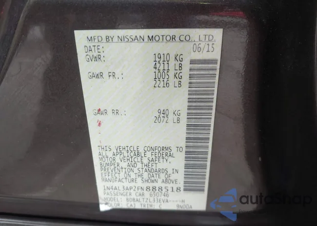 1N4AL3AP2FN888518: 43089740