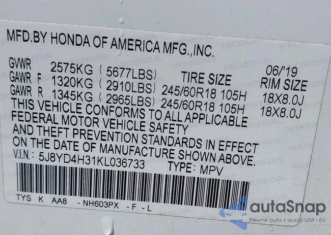 5J8YD4H31KL036733: 43088813