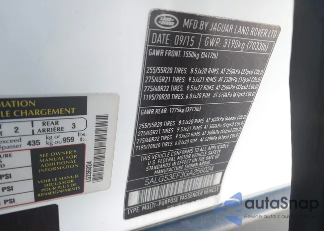 SALGS3EF3GA256024: 43089108