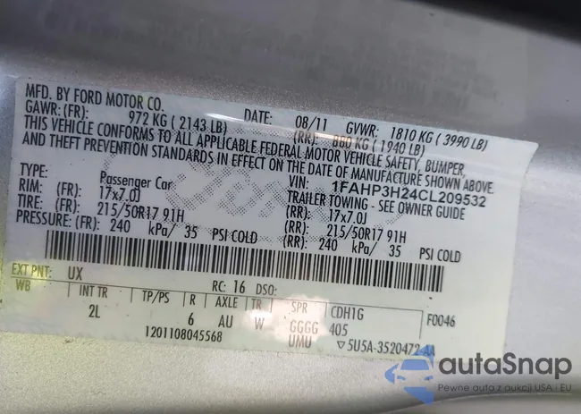 1FAHP3H24CL209532: 43089116