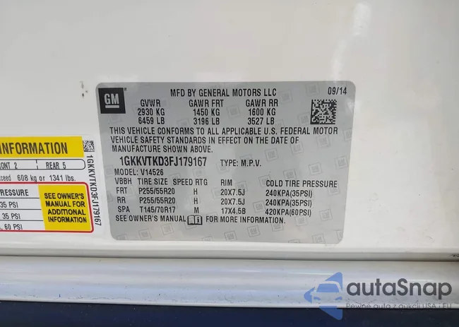 1GKKVTKD3FJ179167: 43090153