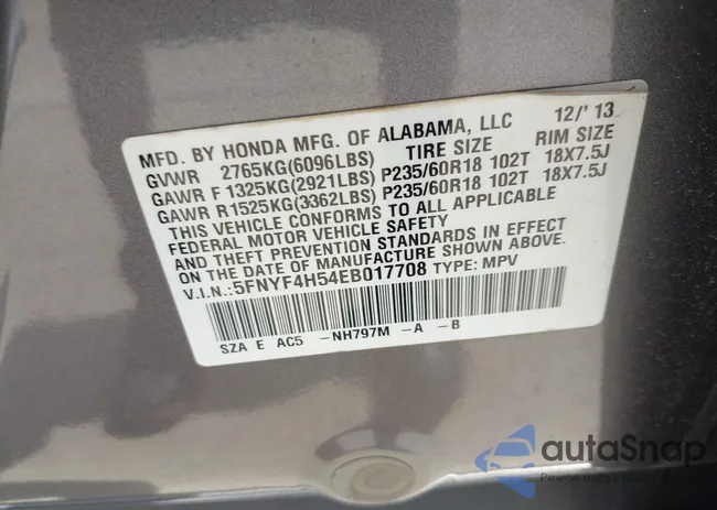 5FNYF4H54EB017708: 43090177