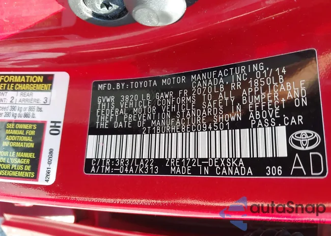 2T1BURHE8EC094501: 43090204