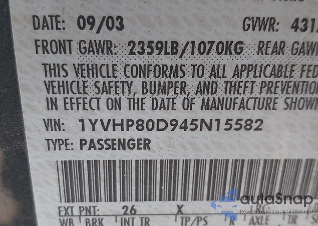 1YVHP80D945N15582: 43090554