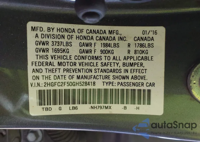 2HGFC2F50GH528418: 43090671