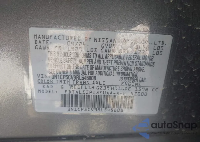 3N1CP5CV9RL545808: 43089765