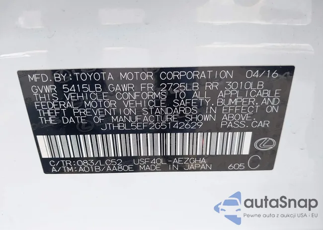 JTHBL5EF2G5142629: 43089901