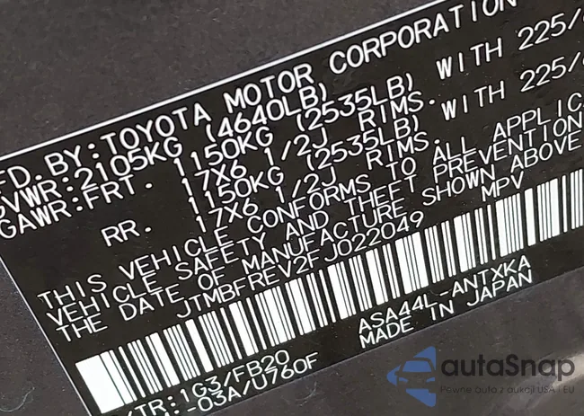JTMBFREV2FJ022049: 43089926