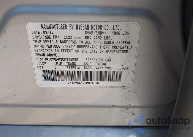 JN1CV6AR2CM974898: 43089968