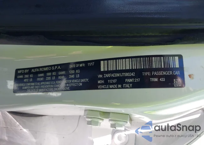 ZARFAEBN1J7580242: 43089999