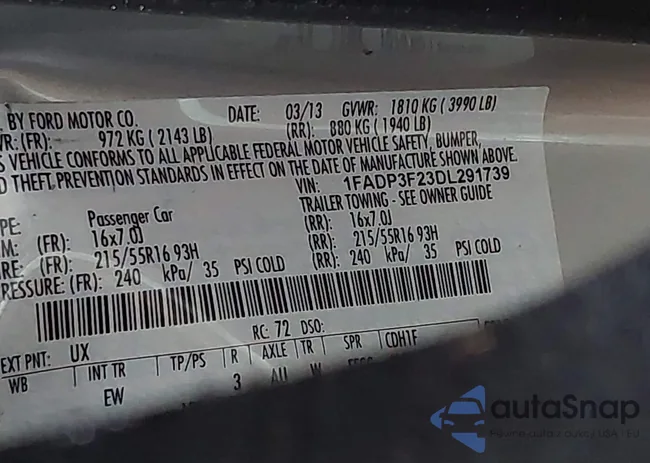 1FADP3F23DL291739: 43091306