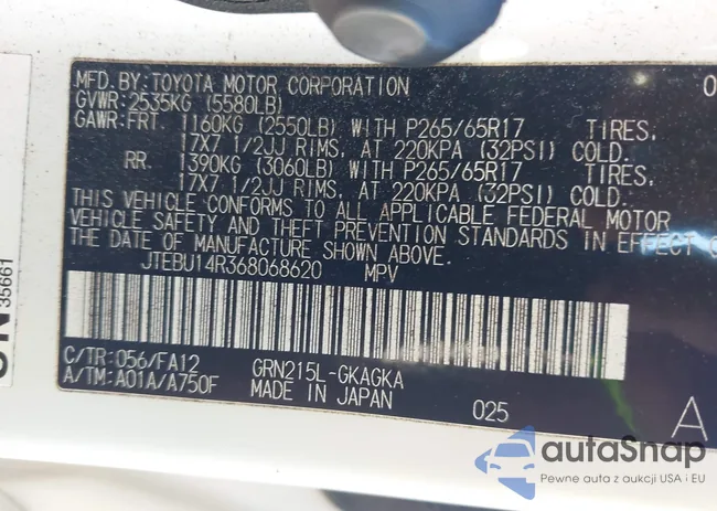 JTEBU14R368068620: 43091334