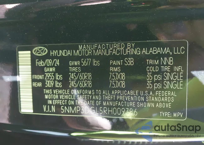 5NMP3DGL5RH009786: 43091345