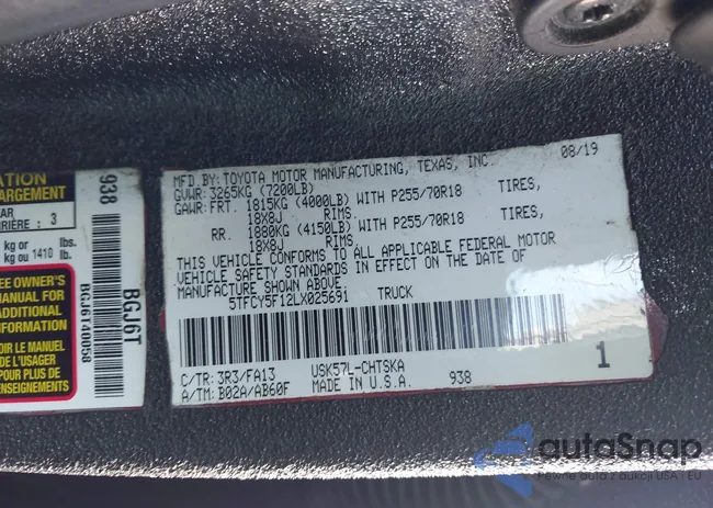 5TFCY5F12LX025691: 43091444