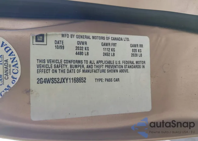 2G4WS52JXY1168652: 43091484