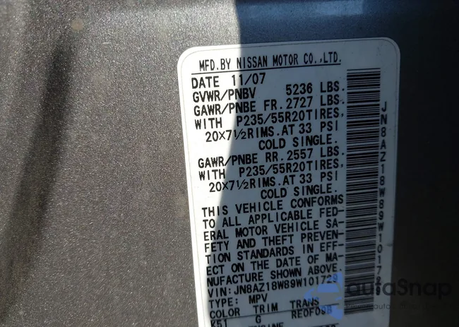 JN8AZ18W89W101729: 43091512