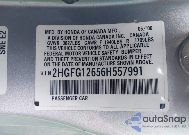 2HGFG12656H557991: 43091566