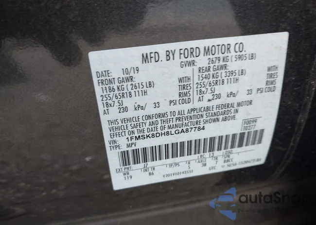 1FMSK8DH8LGA87784: 43091612