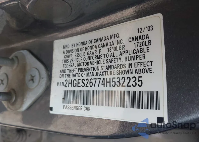 2HGES26774H532235: 43091667