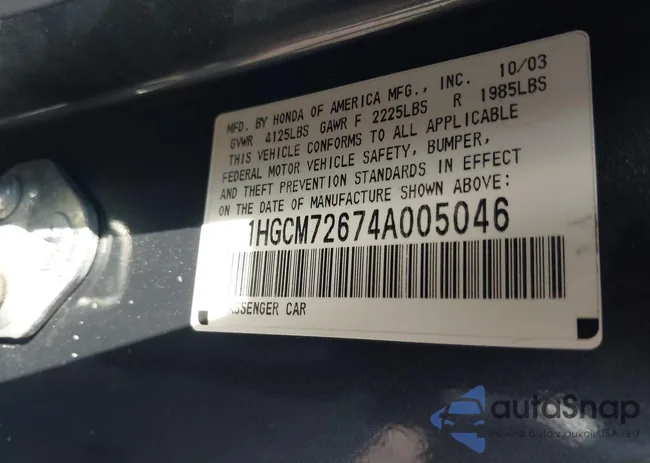 1HGCM72674A005046: 43090763