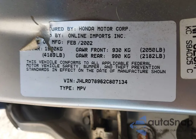 JHLRD78962C807134: 43090772