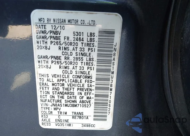 JN8AS1MU3BM710527: 43090871