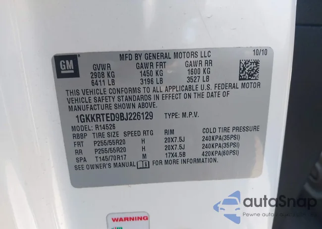 1GKKRTED9BJ226129: 43090938