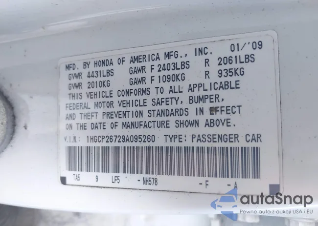 1HGCP26729A095260: 43090953