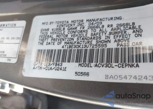 4T1BE30K13U725595: 43090981