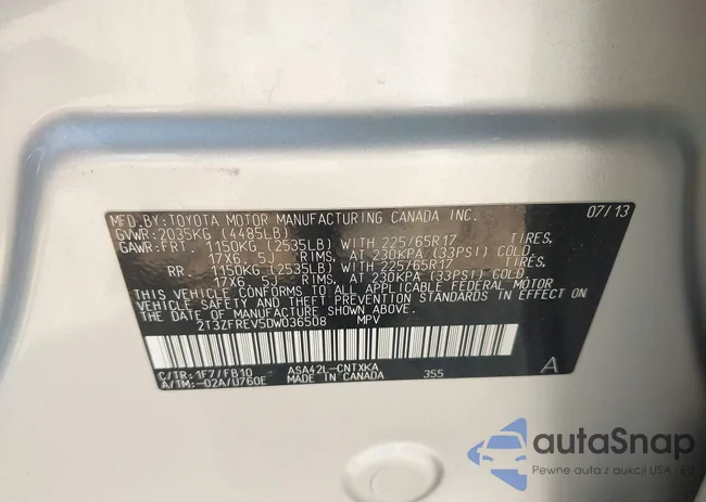 2T3ZFREV5DW036508: 43090988