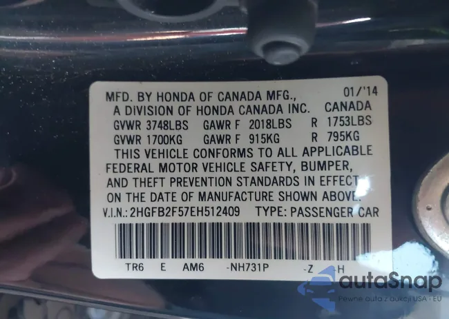 2HGFB2F57EH512409: 43090999