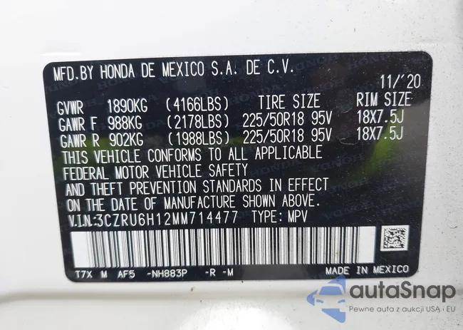 3CZRU6H12MM714477: 43091039