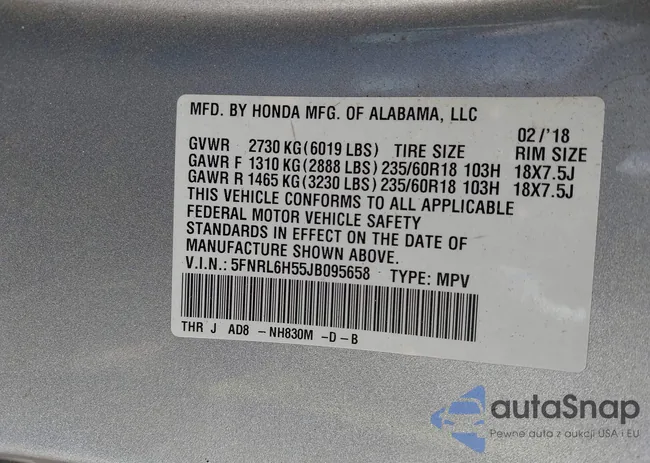 5FNRL6H55JB095658: 43091083