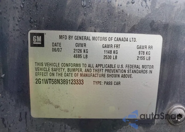 2G1WT58N389123333: 43091125