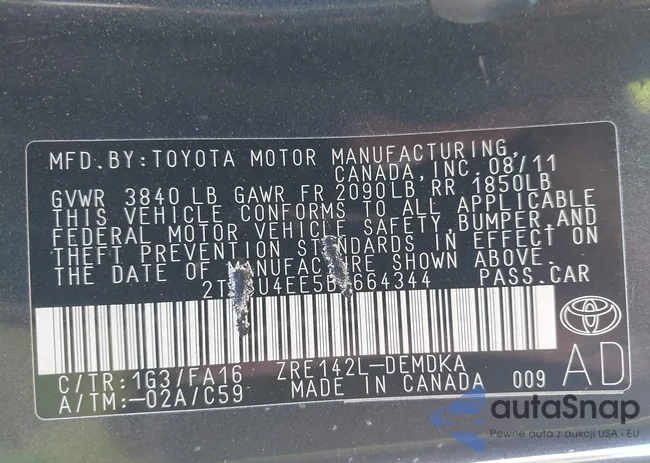 2T1BU4EE5BC664344: 43092228