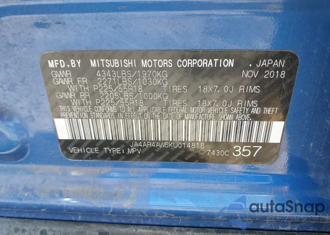 JA4AR4AW6KU014818: 43092308