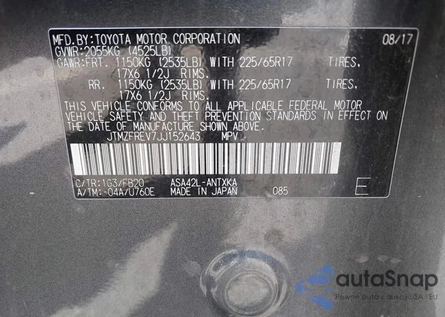 JTMZFREV7JJ152643: 43092311