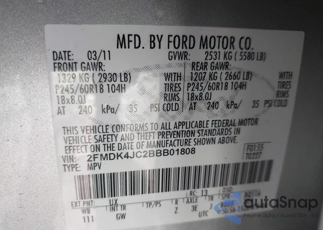 2FMDK4JC2BBB01808: 43092333