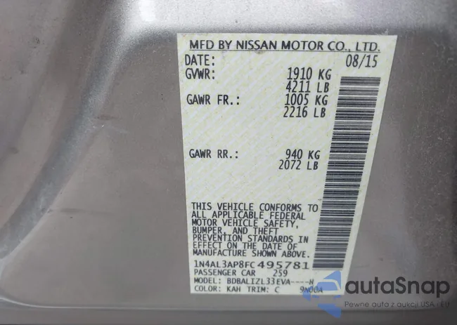 1N4AL3AP8FC495781: 43092477