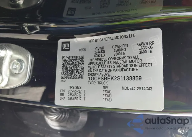 1GCPSBEK2S1138859: 43092596