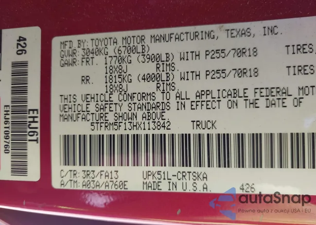 5TFRM5F13HX113842: 43092720