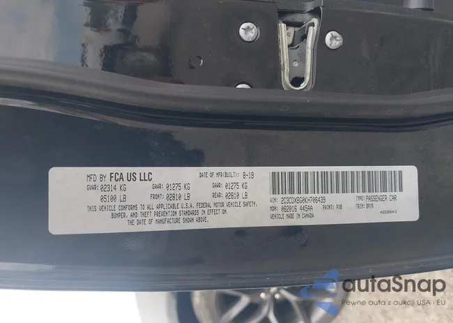 2C3CDXBG0KH706439: 43091789